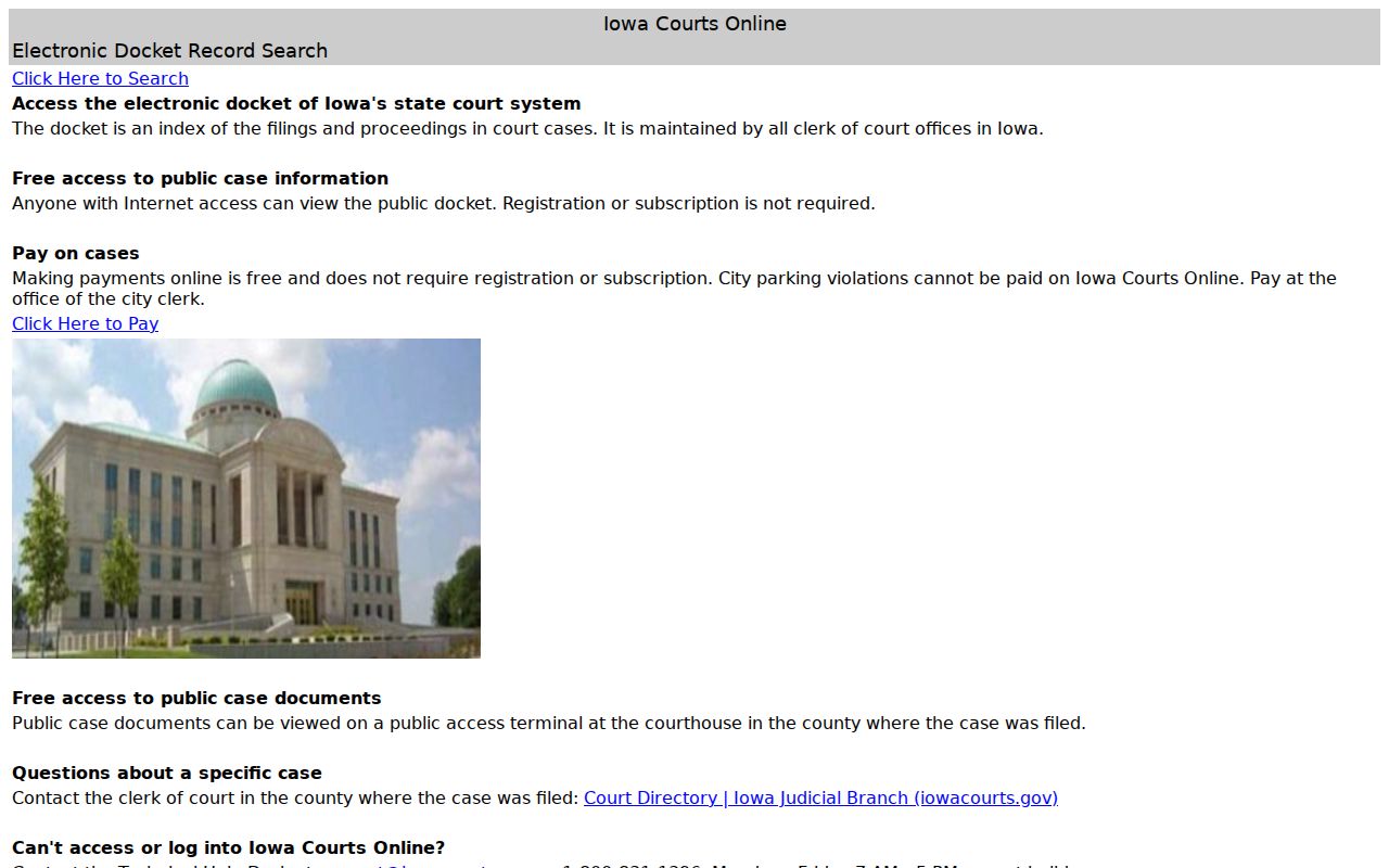 Worth County court case lookup through Iowa Courts Online