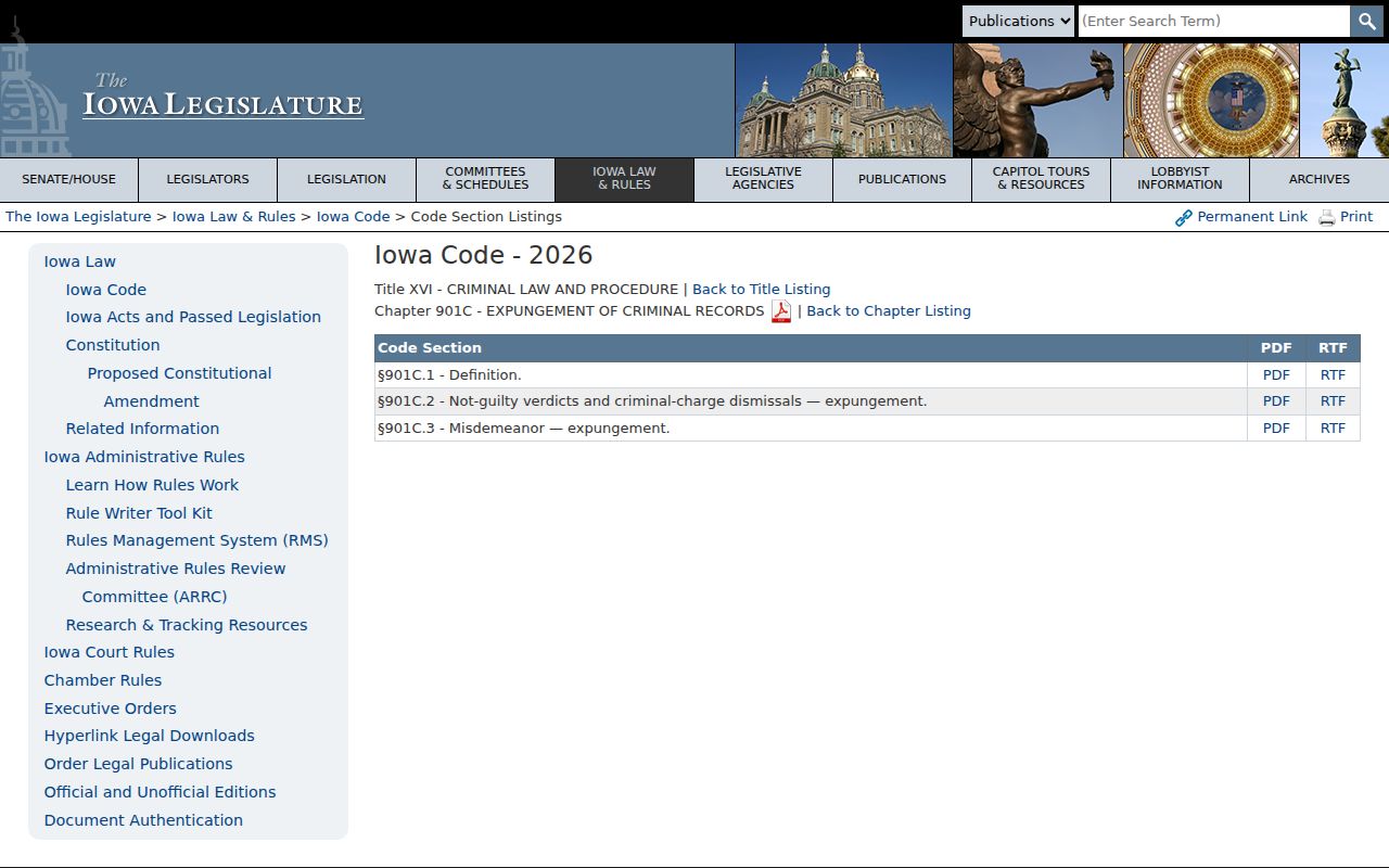 Worth County criminal history Iowa expungement law
