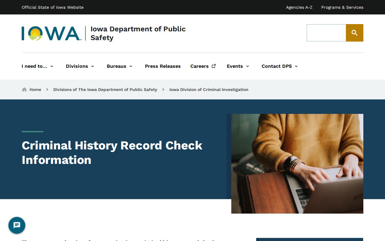 Worth County criminal history Iowa DCI record check information