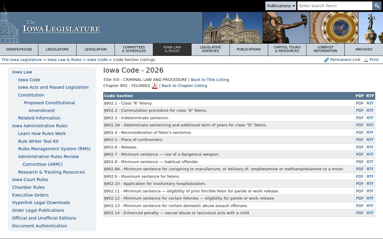 Manly criminal records and Iowa felony sentencing law