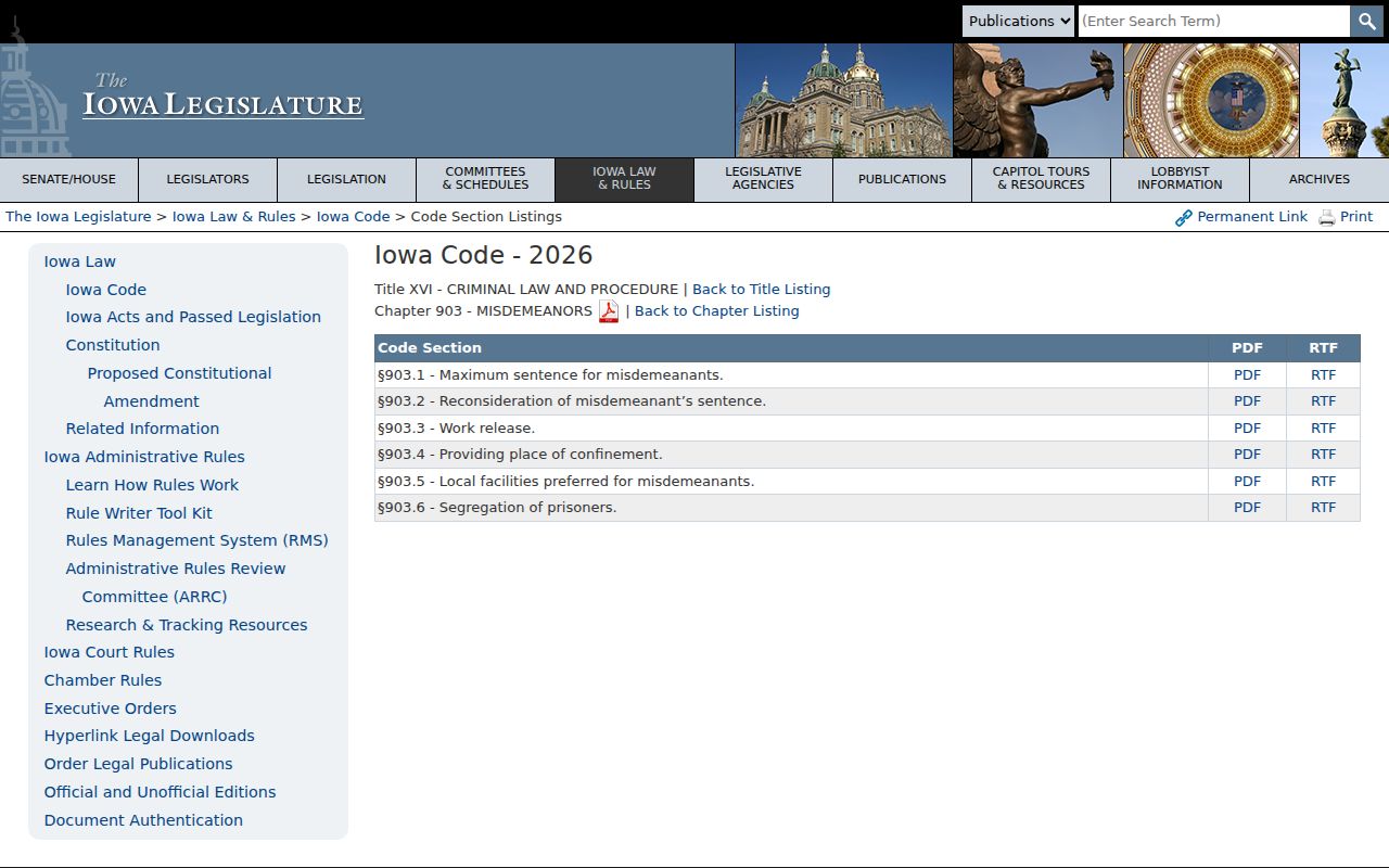 Manly criminal records and Iowa misdemeanor sentencing law
