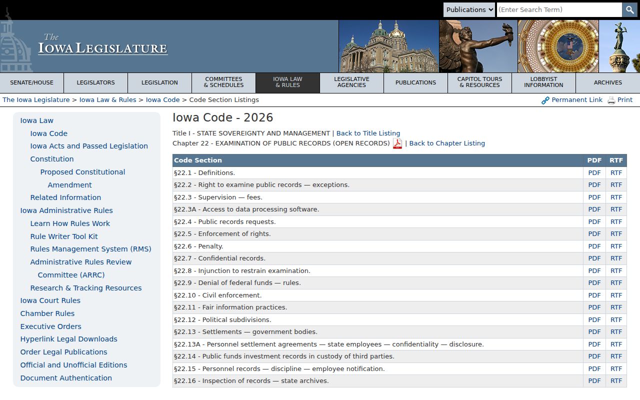 Northwood criminal records and Iowa Open Records Law page