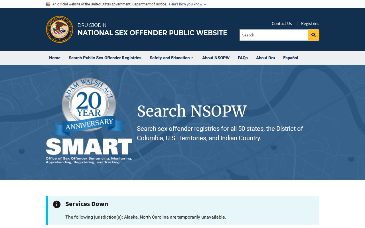 National search layer for a Worth County sex offender lookup